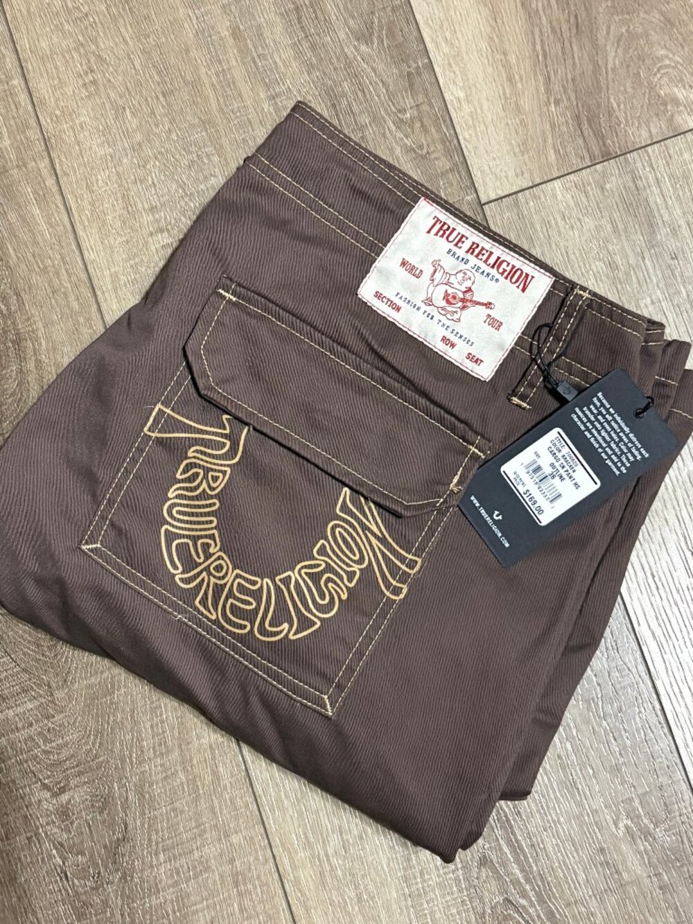 NWT True Religion Cargo Pants Men's 36x32 Brown